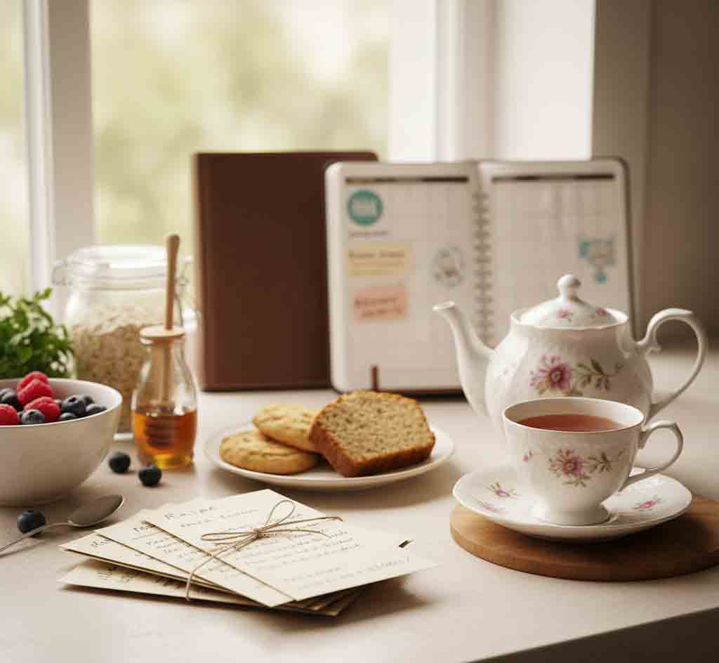 Cancer self-nourishment practice tools kitchen counter display