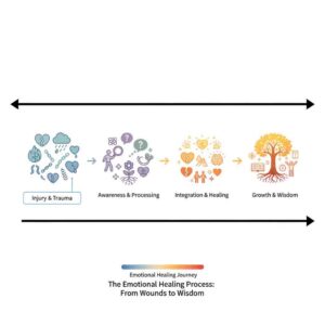 Visual timeline emotional healing process from injury to growth