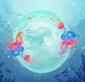 Pisces emotional protection halo visualization watercolor illustration