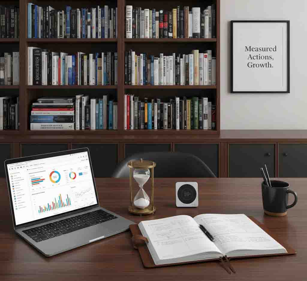 ESTJ efficient workspace integrated with introspection elements