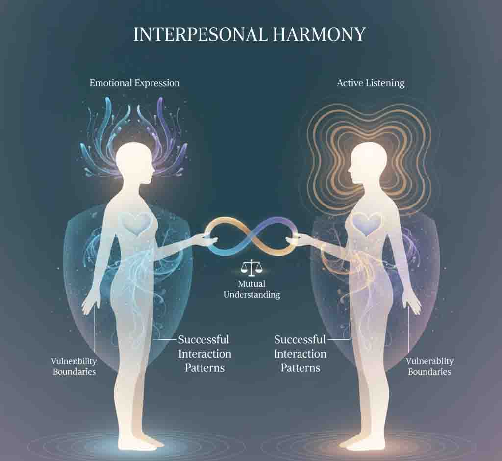 Healthy interpersonal relationships emotional expression listening balance diagram