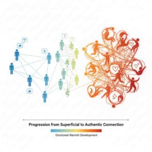Conceptual diagram progression from superficial to authentic human connections