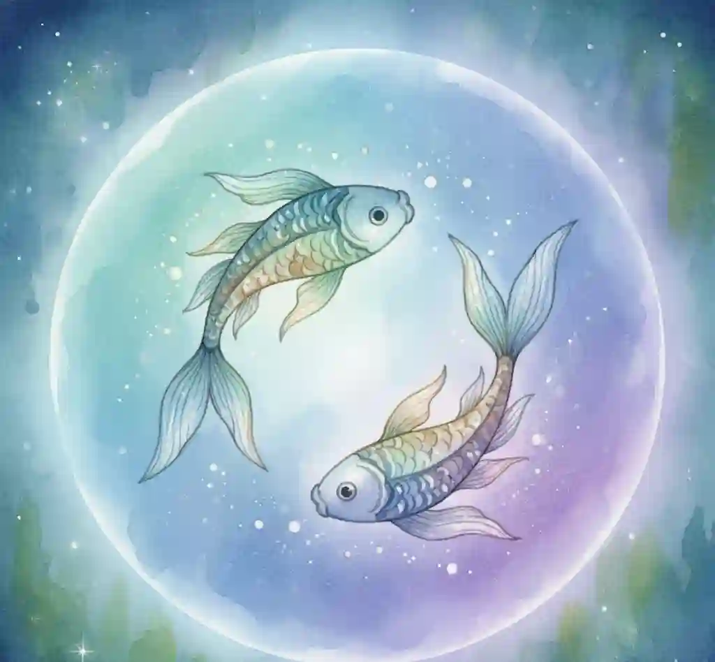 Pisces emotional protection energy field harmonious swimming illustration
