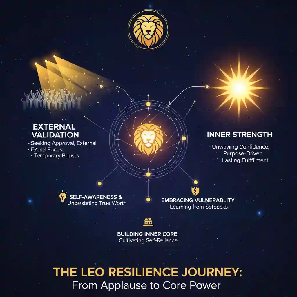 Leo resilience transformation external validation to inner strength diagram