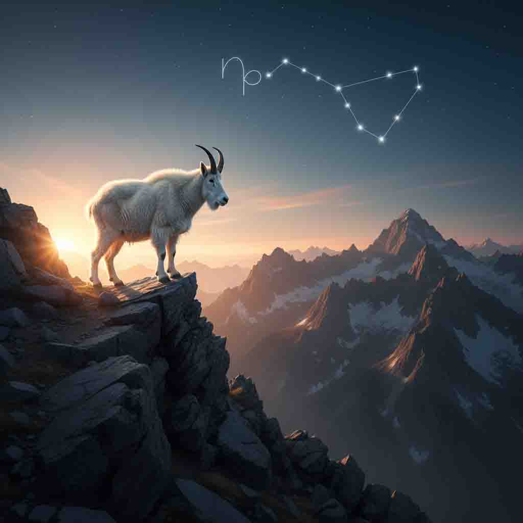 Capricorn resilience symbolism mountain goat climbing peak