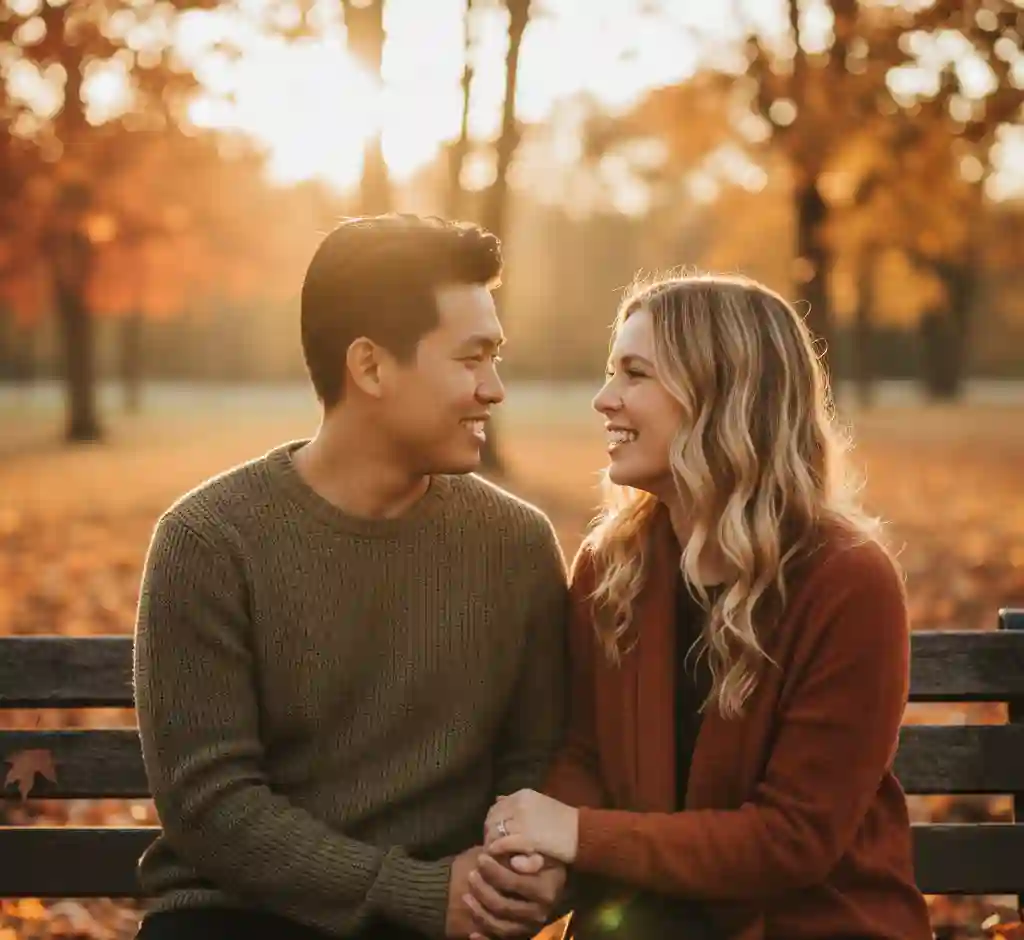 A woman looking concerned at her phone in a restaurant while her date looks away, symbolizing intuition and checking for red flags.